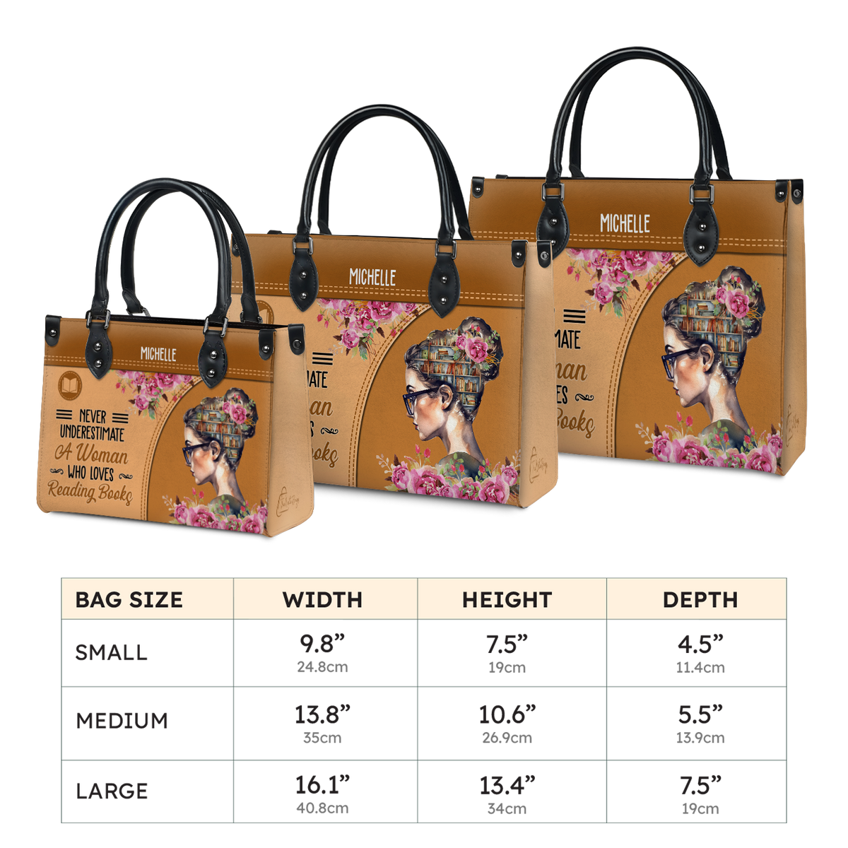 Black Interior -  Never Underestimate A Woman Who Loves Reading Books HHRZ03087542XH Leather Bag