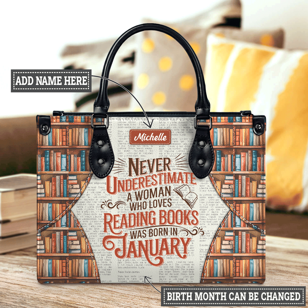 Black Interior -  Never Underestimate A Woman Who Loves Reading Was Born In HHRZ26103980NJ Leather Bag