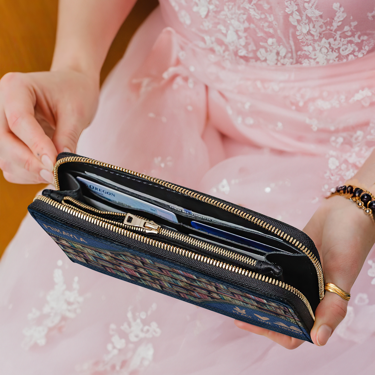 Peace Love Library HHRZ18090811NG Zip Around Leather Wallet