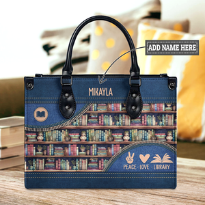 Black Interior -  Peace Love Library HHRZ03087524MH Leather Bag