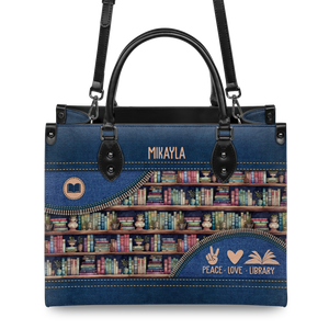 Black Interior -  Peace Love Library HHRZ03087524MH Leather Bag