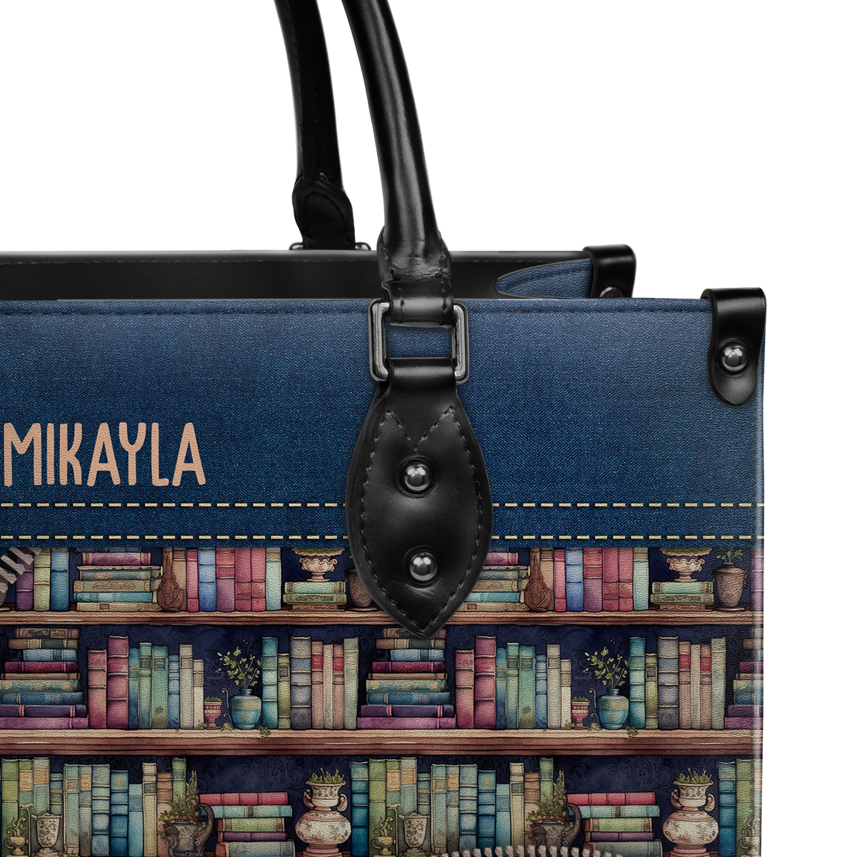 Black Interior -  Peace Love Library HHRZ03087524MH Leather Bag