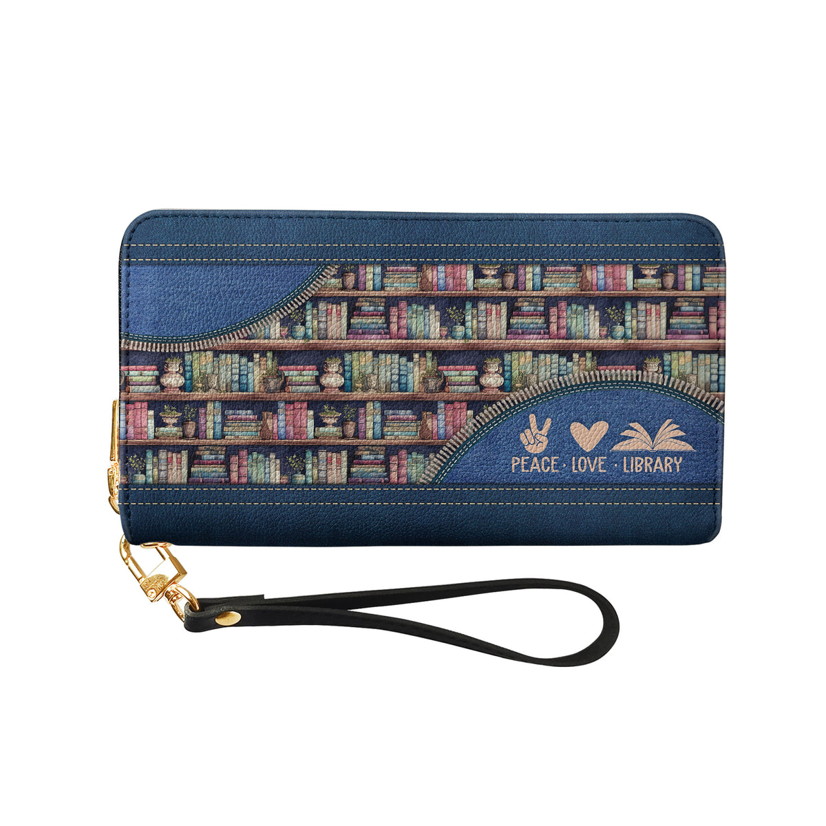 Peace Love Library HHRZ18090811NG Zip Around Leather Wallet