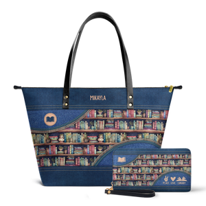 Peace Love Library TTRZ28109989CS Leather Tote Bag
