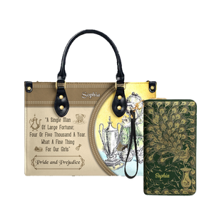 Pride And Prejudice A Single Man Of Large Fortune Four Or Five Thousand A Year What A Fine Thing For Our Girls leather bag and matching zip around wallet