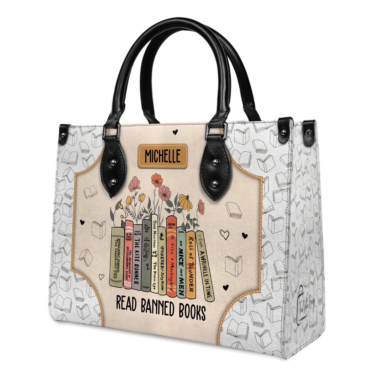 Black Interior -  Read Banned Books HHRZ03085900VY Leather Bag