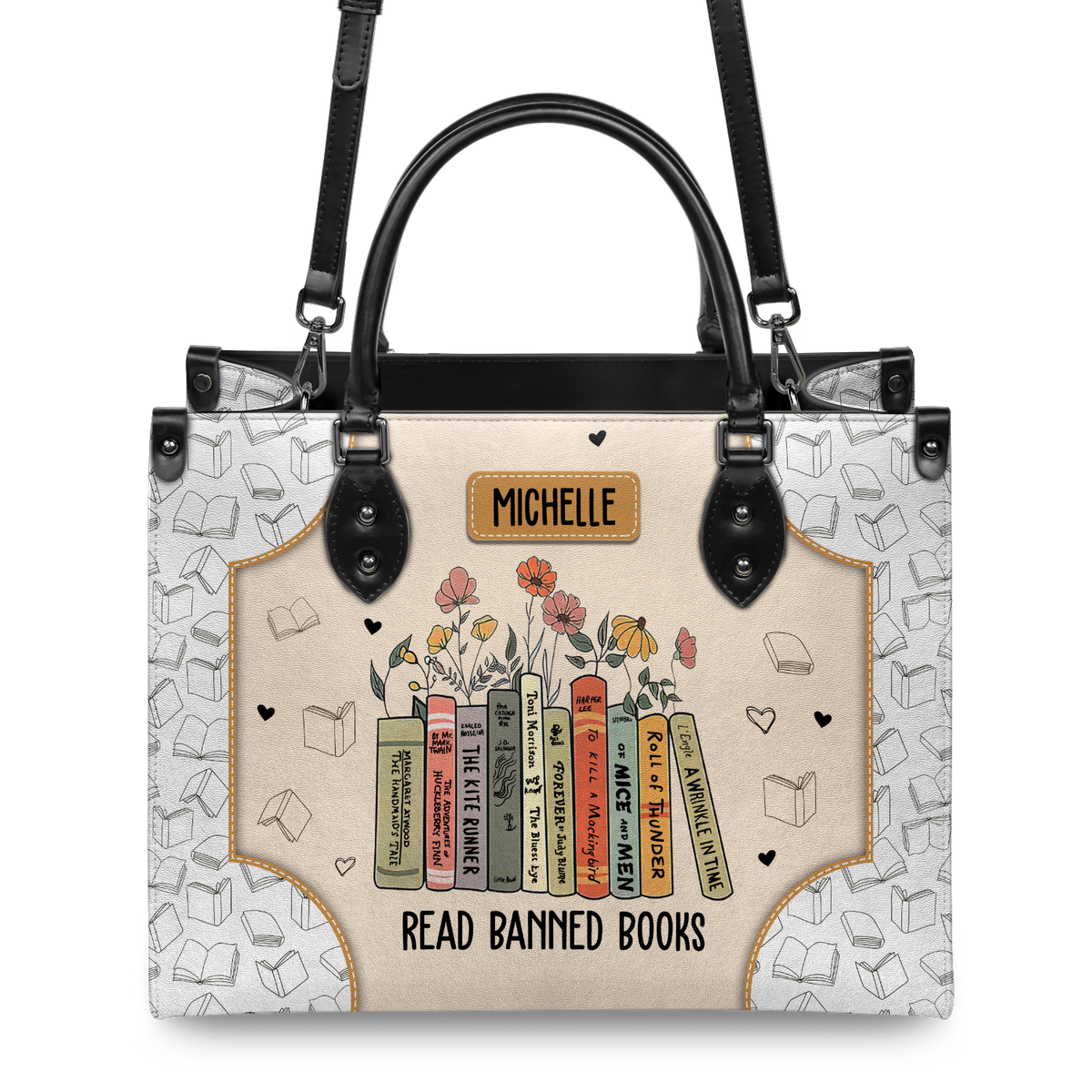 Black Interior -  Read Banned Books HHRZ03085900VY Leather Bag