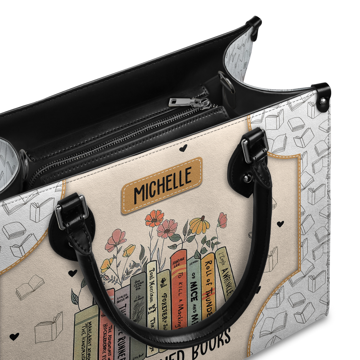 Black Interior -  Read Banned Books HHRZ03085900VY Leather Bag