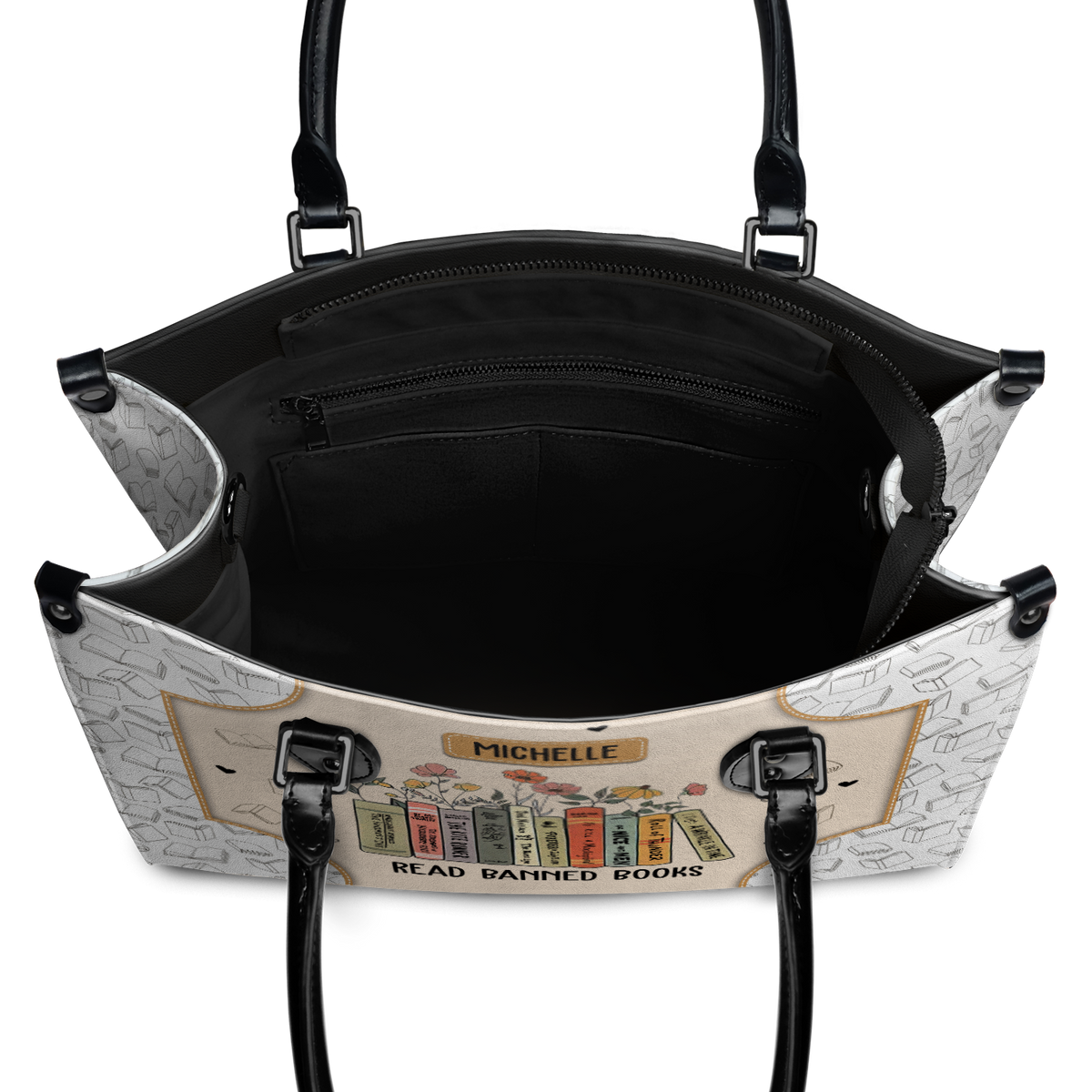 Black Interior -  Read Banned Books HHRZ03085900VY Leather Bag
