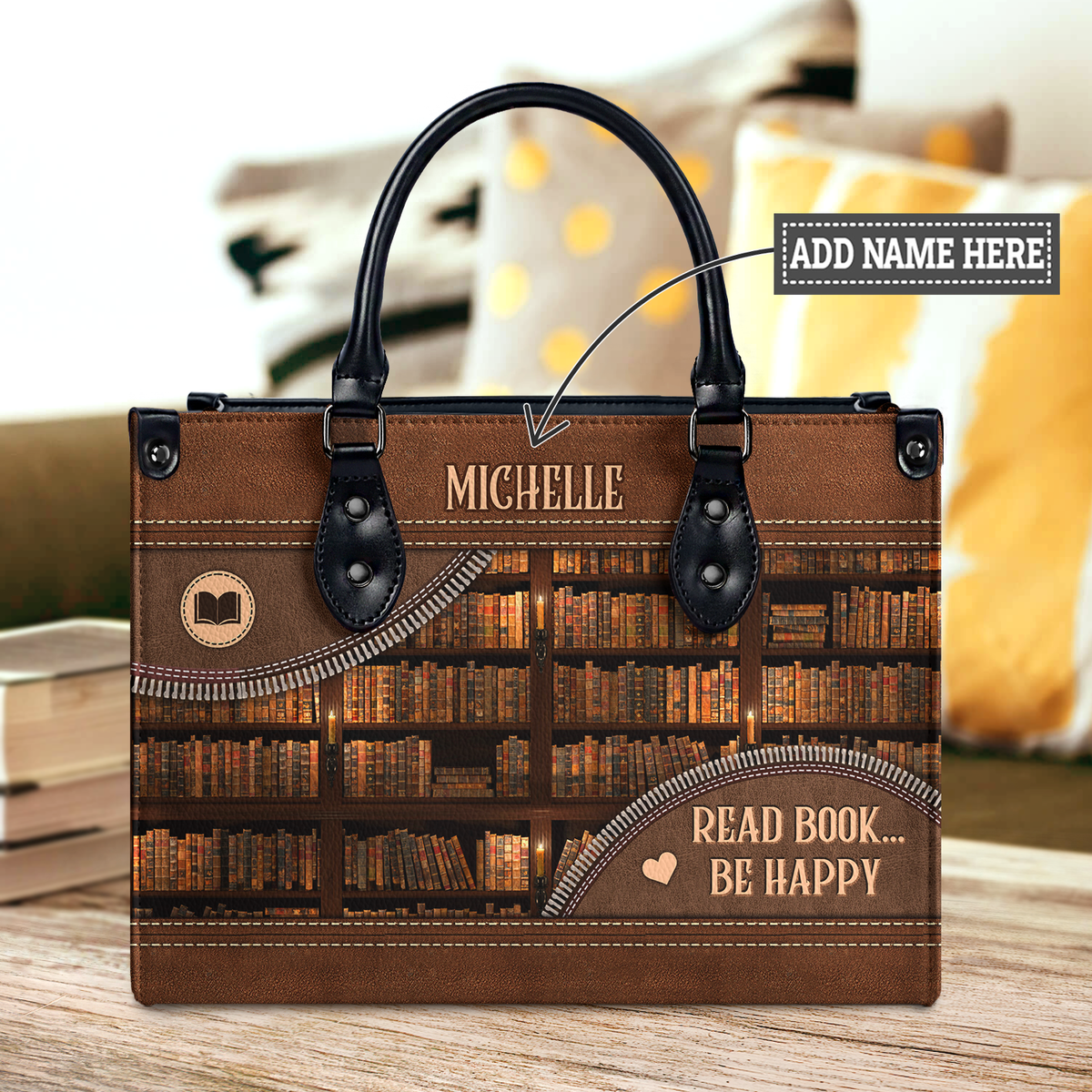 Black Interior -  Read Book Be Happy DNRZ1702002A Leather Bag