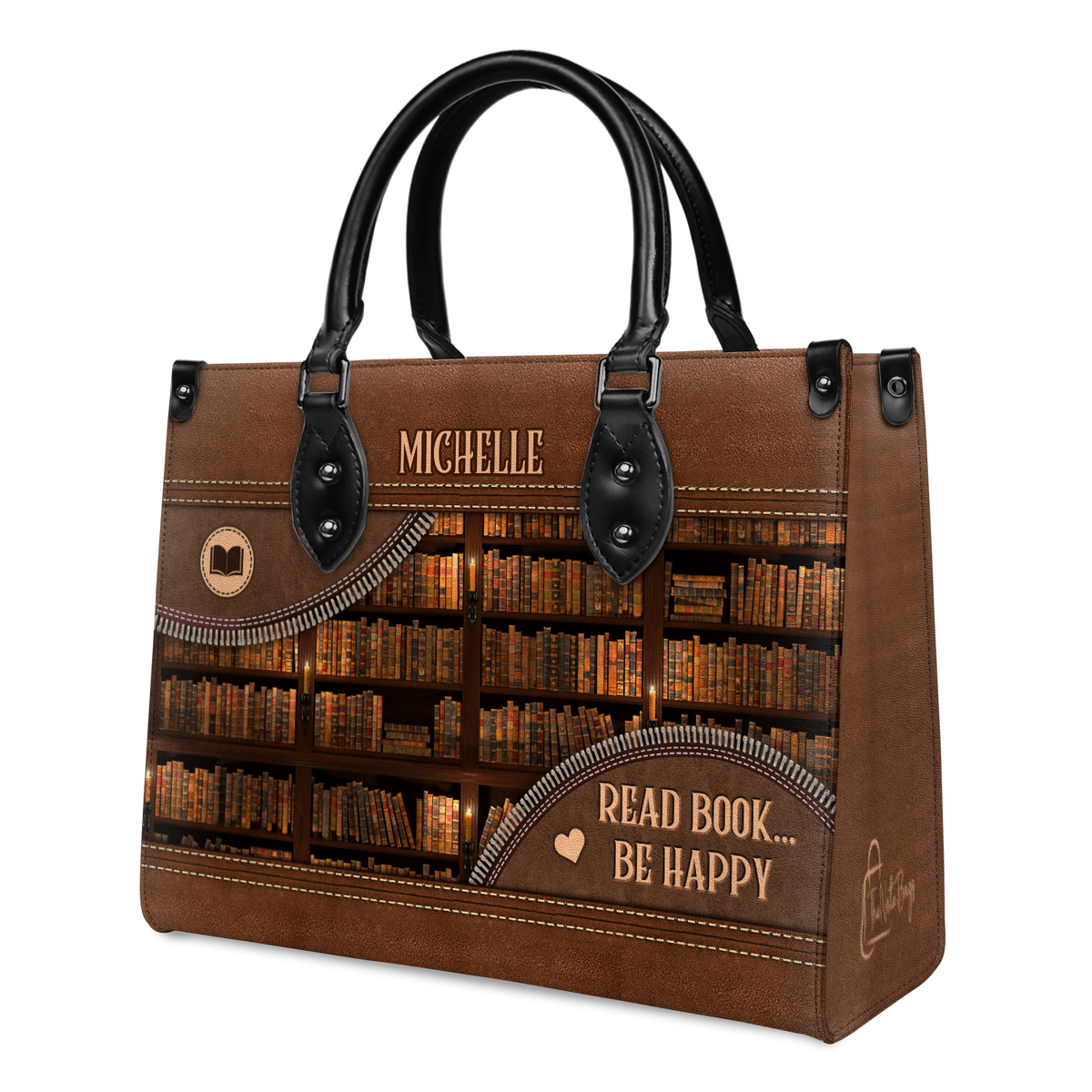 Black Interior -  Read Book Be Happy DNRZ1702002A Leather Bag