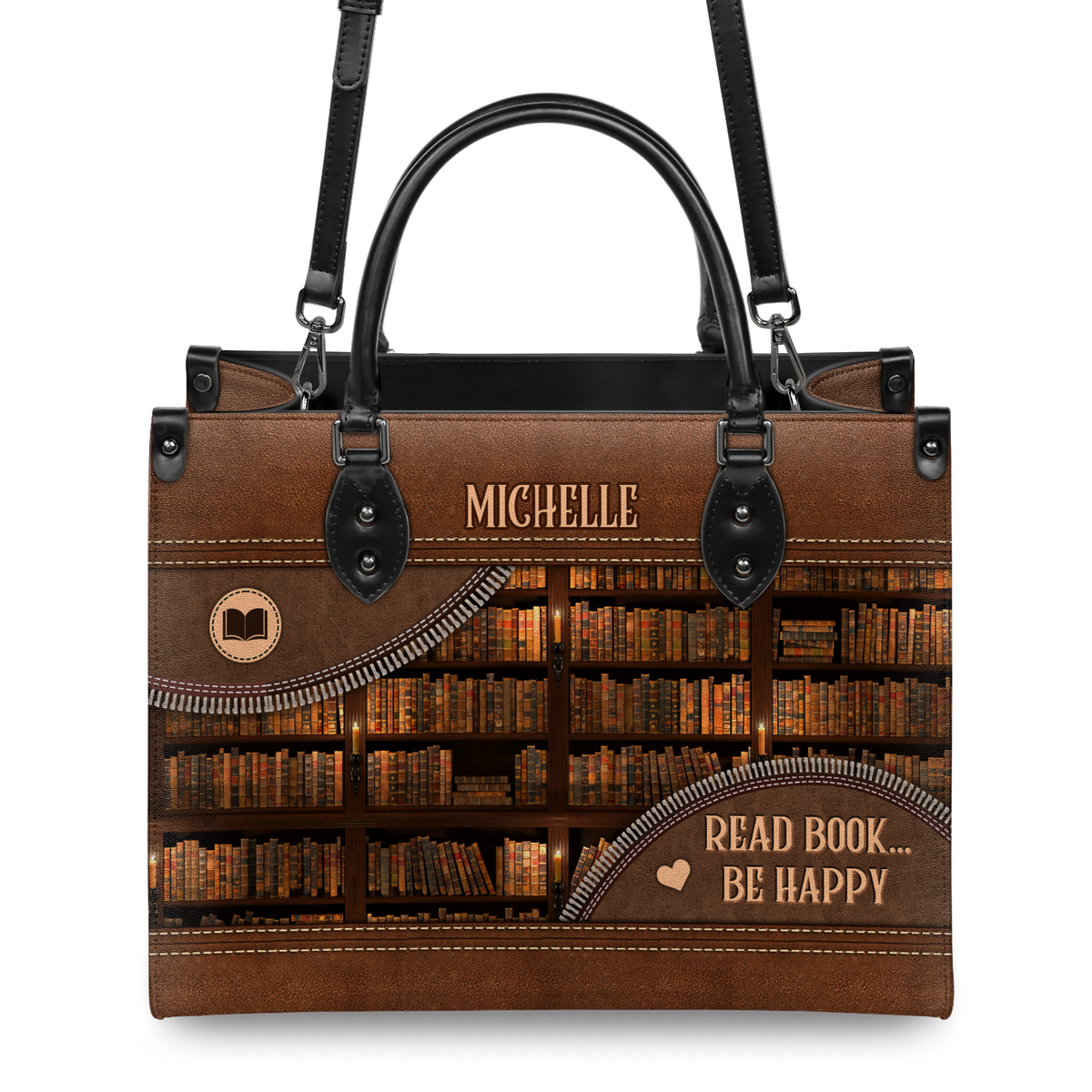 Black Interior -  Read Book Be Happy DNRZ1702002A Leather Bag