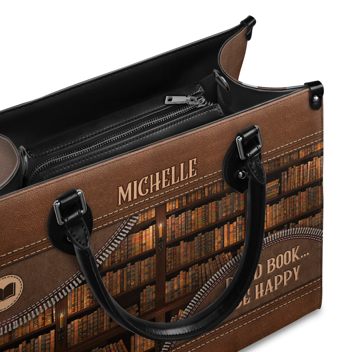 Black Interior -  Read Book Be Happy DNRZ1702002A Leather Bag