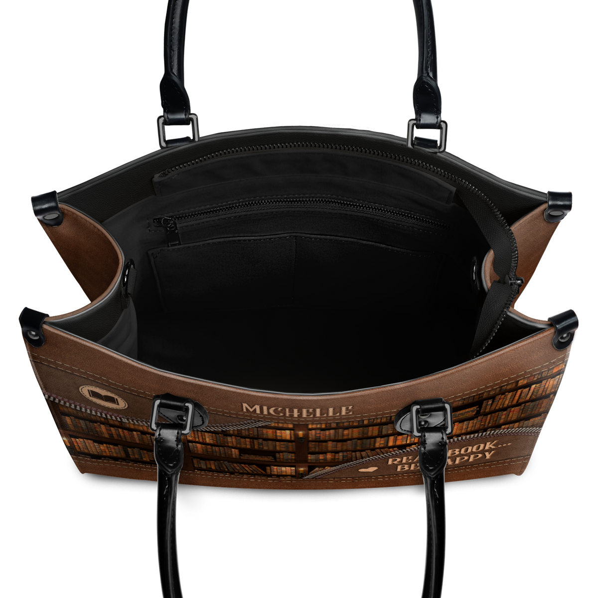 Black Interior -  Read Book Be Happy DNRZ1702002A Leather Bag