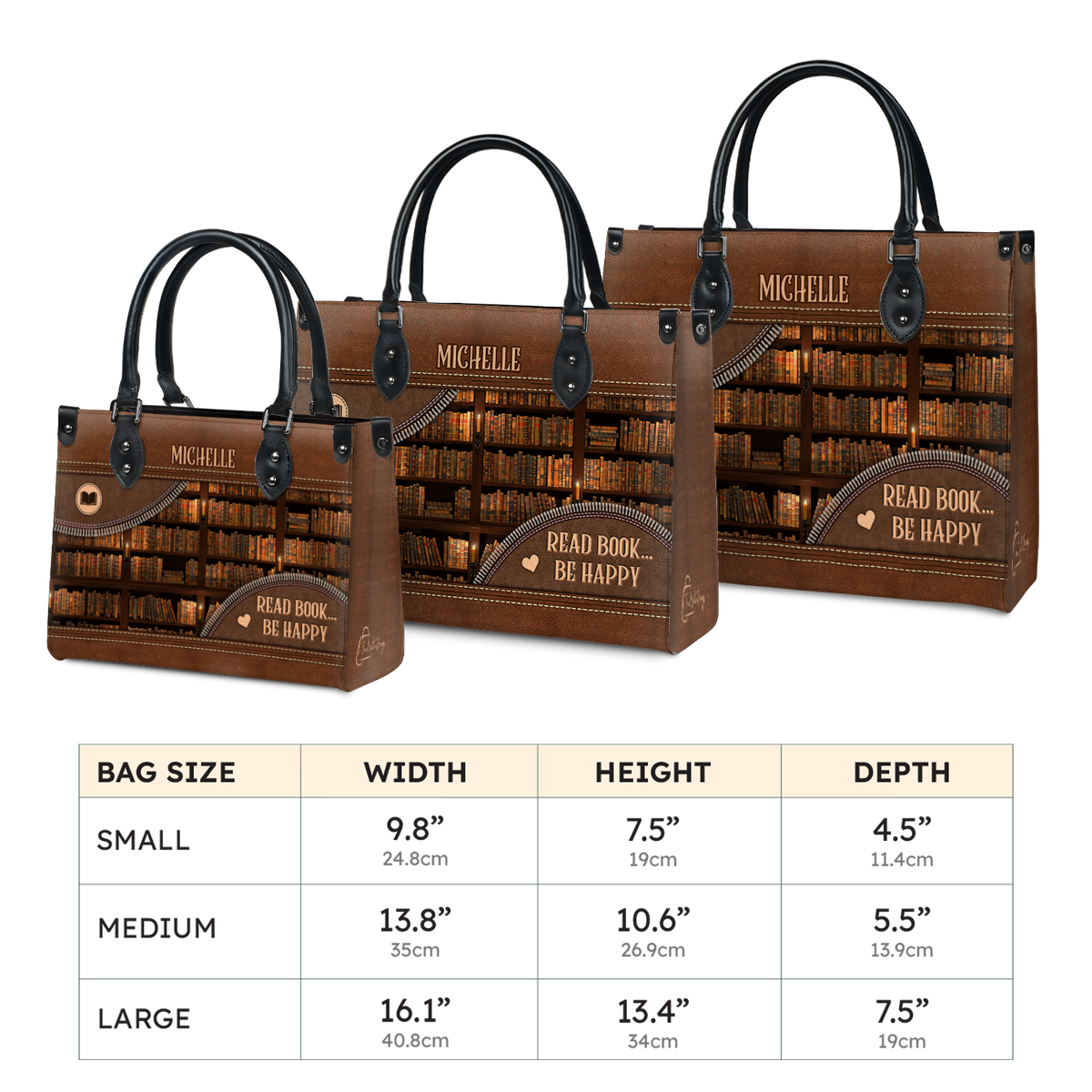 Black Interior -  Read Book Be Happy DNRZ1702002A Leather Bag