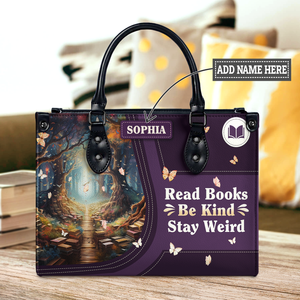 Black Interior -  Read Books Be Kind Stay Weird HTRZ20118592CZ Leather Bag