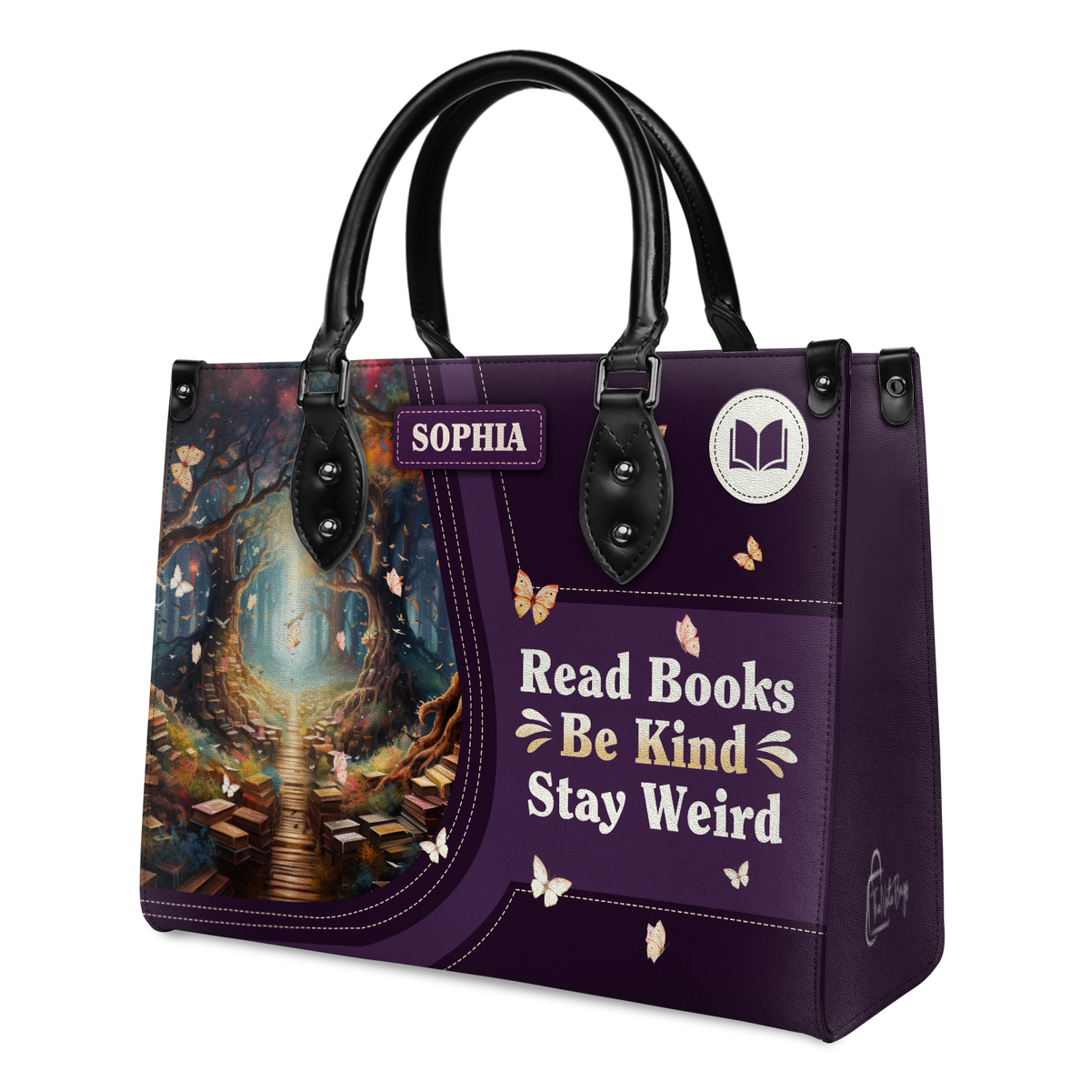 Black Interior -  Read Books Be Kind Stay Weird HTRZ20118592CZ Leather Bag
