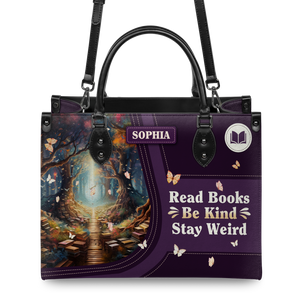 Black Interior -  Read Books Be Kind Stay Weird HTRZ20118592CZ Leather Bag