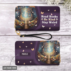 Read Books Be Kind Stay Weird HHRZ17013779RN Zip Around Leather Wallet