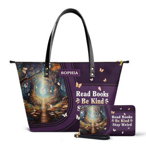 Read Books Be Kind Stay Weird TTRZ28107448GA Leather Tote Bag