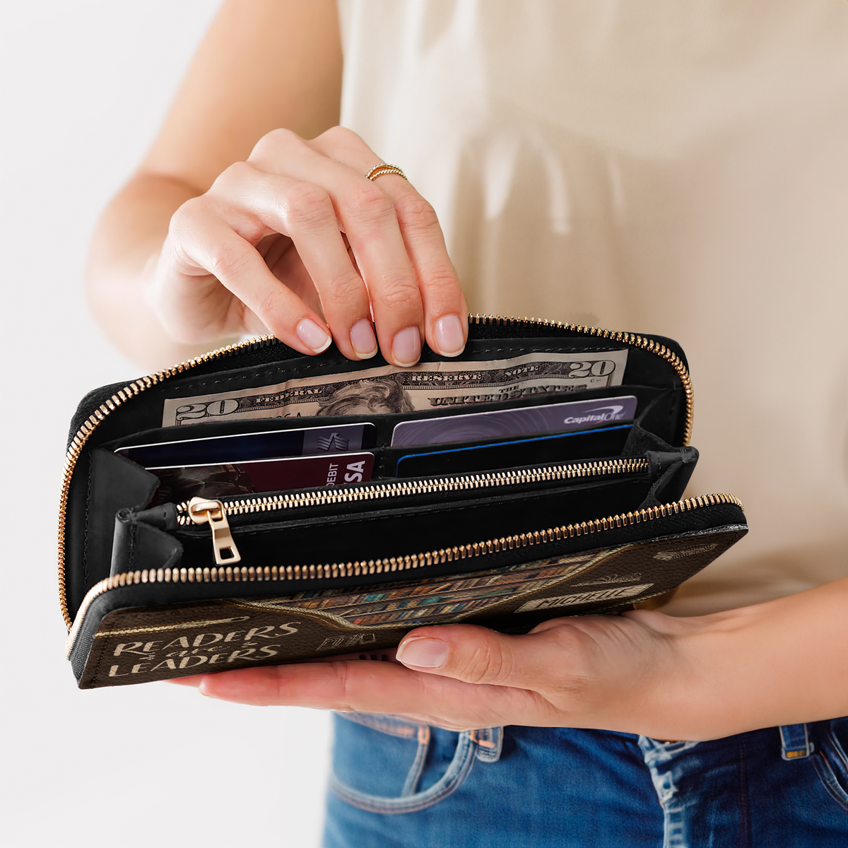 Readers Are Leaders NNRZ05082105SG Zip Around Leather Wallet