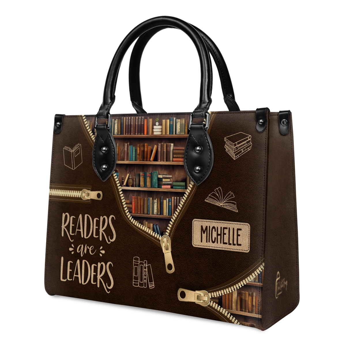 Black Interior -  Readers Are Leaders HHRZ17015137IQ Leather Bag