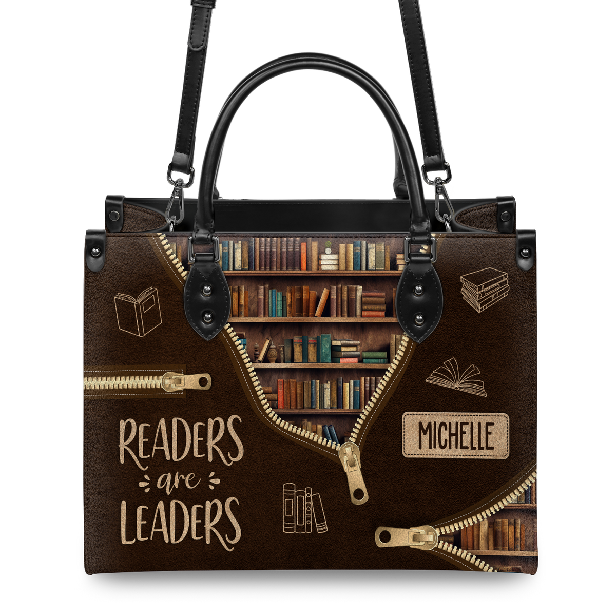 Black Interior -  Readers Are Leaders HHRZ17015137IQ Leather Bag