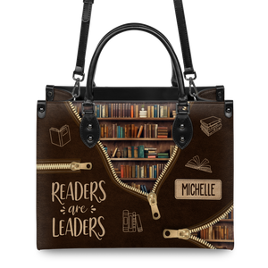 Black Interior -  Readers Are Leaders HHRZ17015137IQ Leather Bag