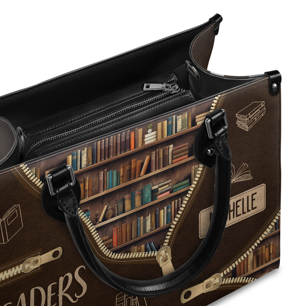 Black Interior -  Readers Are Leaders HHRZ17015137IQ Leather Bag