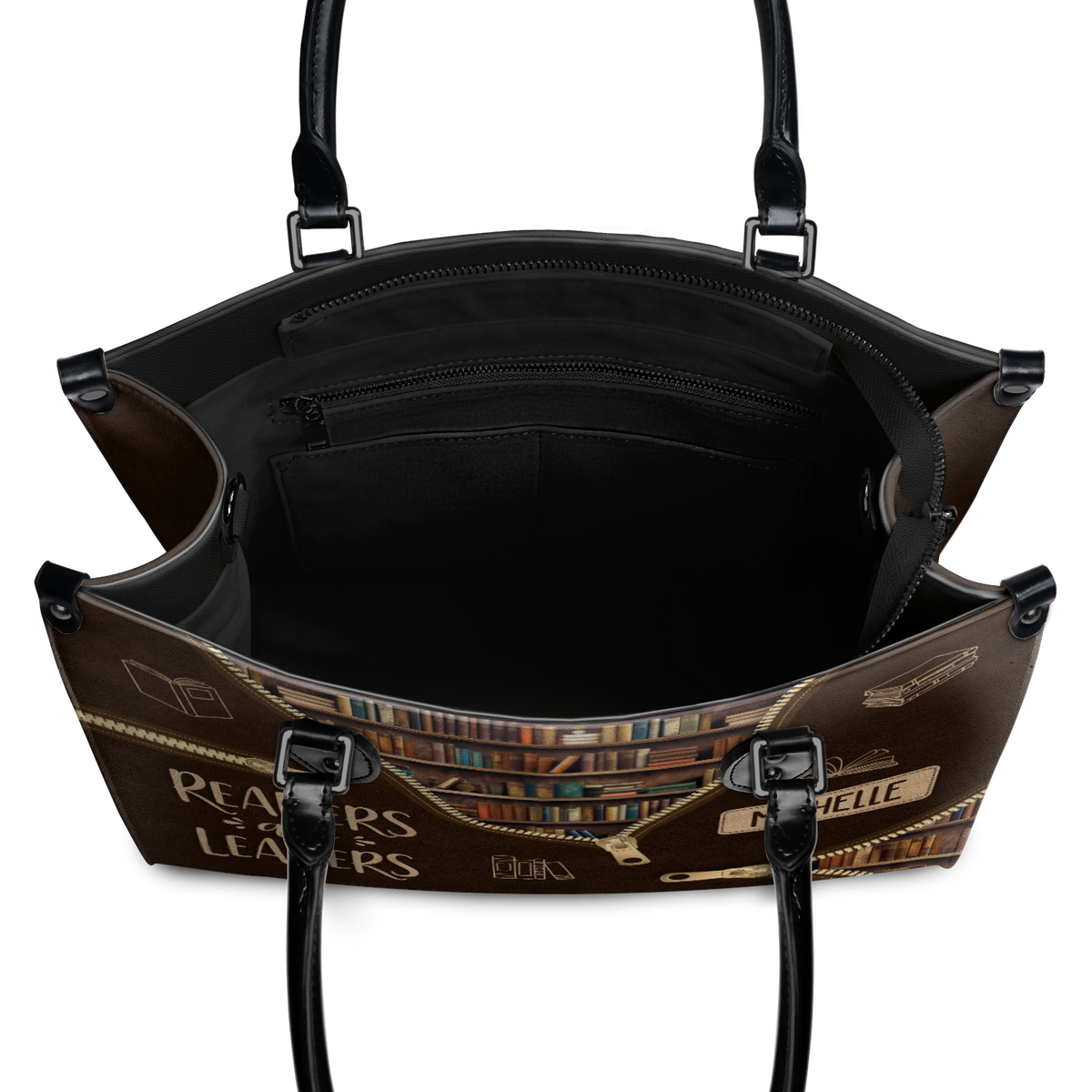 Black Interior -  Readers Are Leaders HHRZ17015137IQ Leather Bag