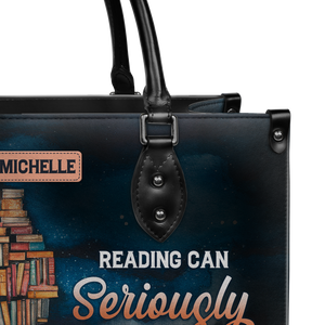 Black Interior -  Reading Can Seriously Damage Your Ignorance HHRZ25103508EQ Leather Bag
