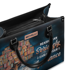 Black Interior -  Reading Can Seriously Damage Your Ignorance HHRZ25103508EQ Leather Bag