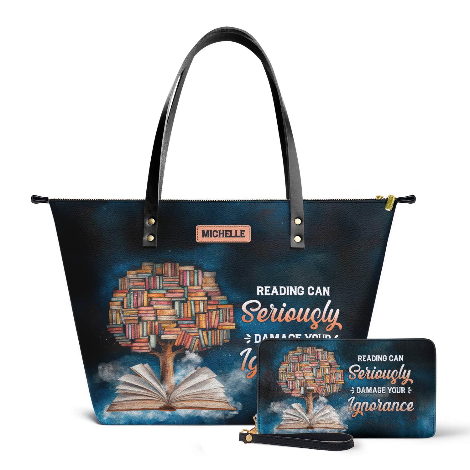 Reading Can Seriously Damage Your Ignorance TTRZ28104006LB Leather Tote Bag