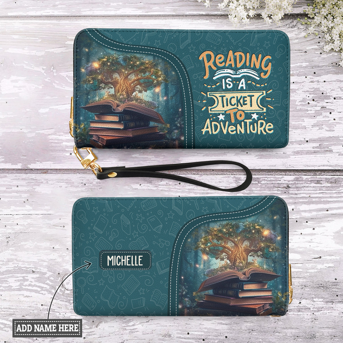 Reading Is A Ticket To Adventure HHRZ17012757WO Zip Around Leather Wallet