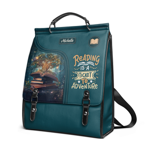 Reading Is A Ticket To Adventure NNRZ12016314PX Leather Backpack