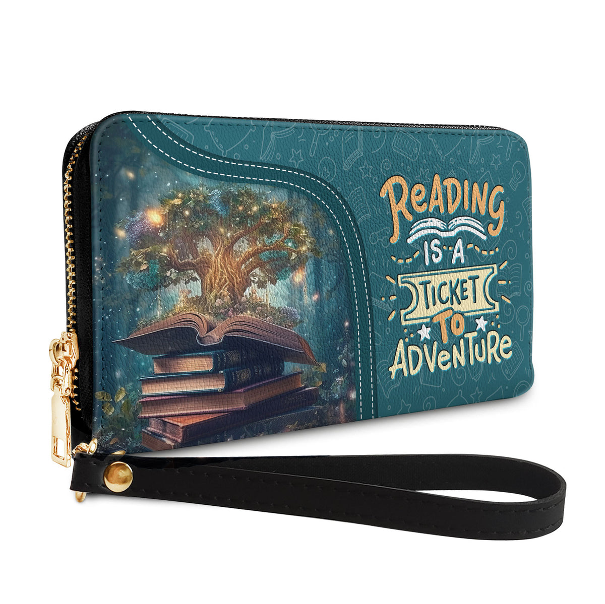 Reading Is A Ticket To Adventure HHRZ17012757WO Zip Around Leather Wallet