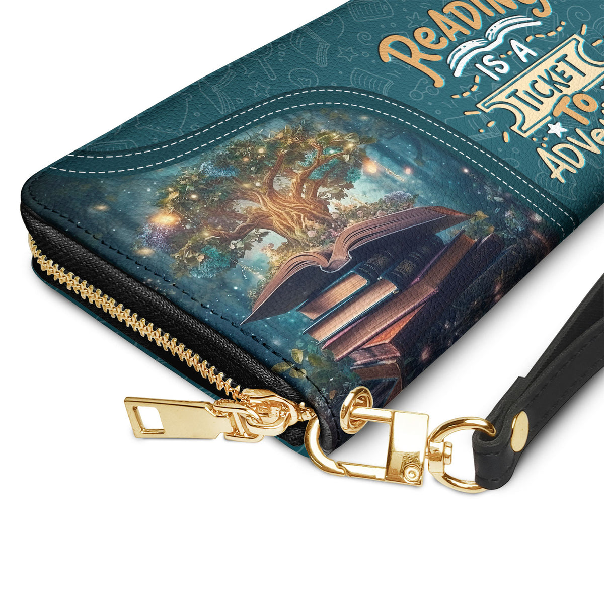 Reading Is A Ticket To Adventure HHRZ17012757WO Zip Around Leather Wallet
