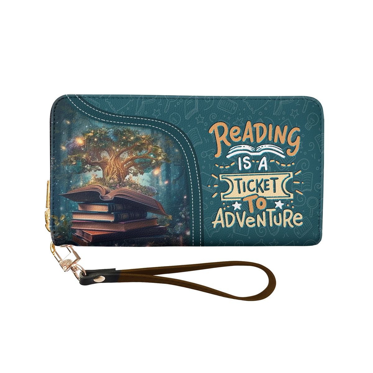 Reading Is A Ticket To Adventure HHRZ17012757WO Zip Around Leather Wallet