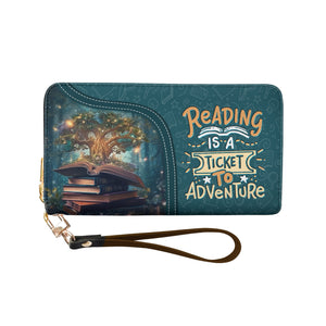 Reading Is A Ticket To Adventure HHRZ17012757WO Zip Around Leather Wallet