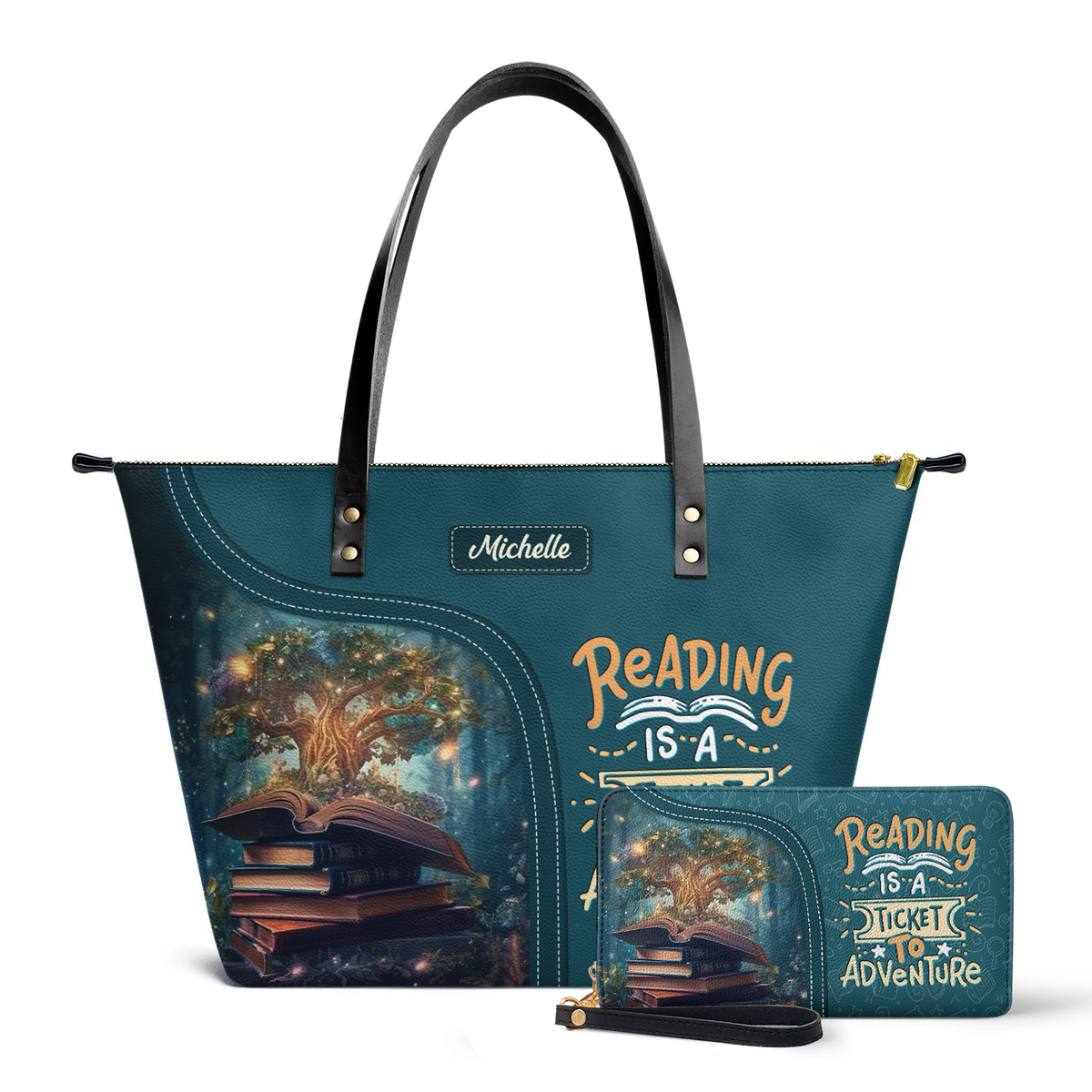 Reading Is A Ticket To Adventure TTRZ28104778EL Leather Tote Bag