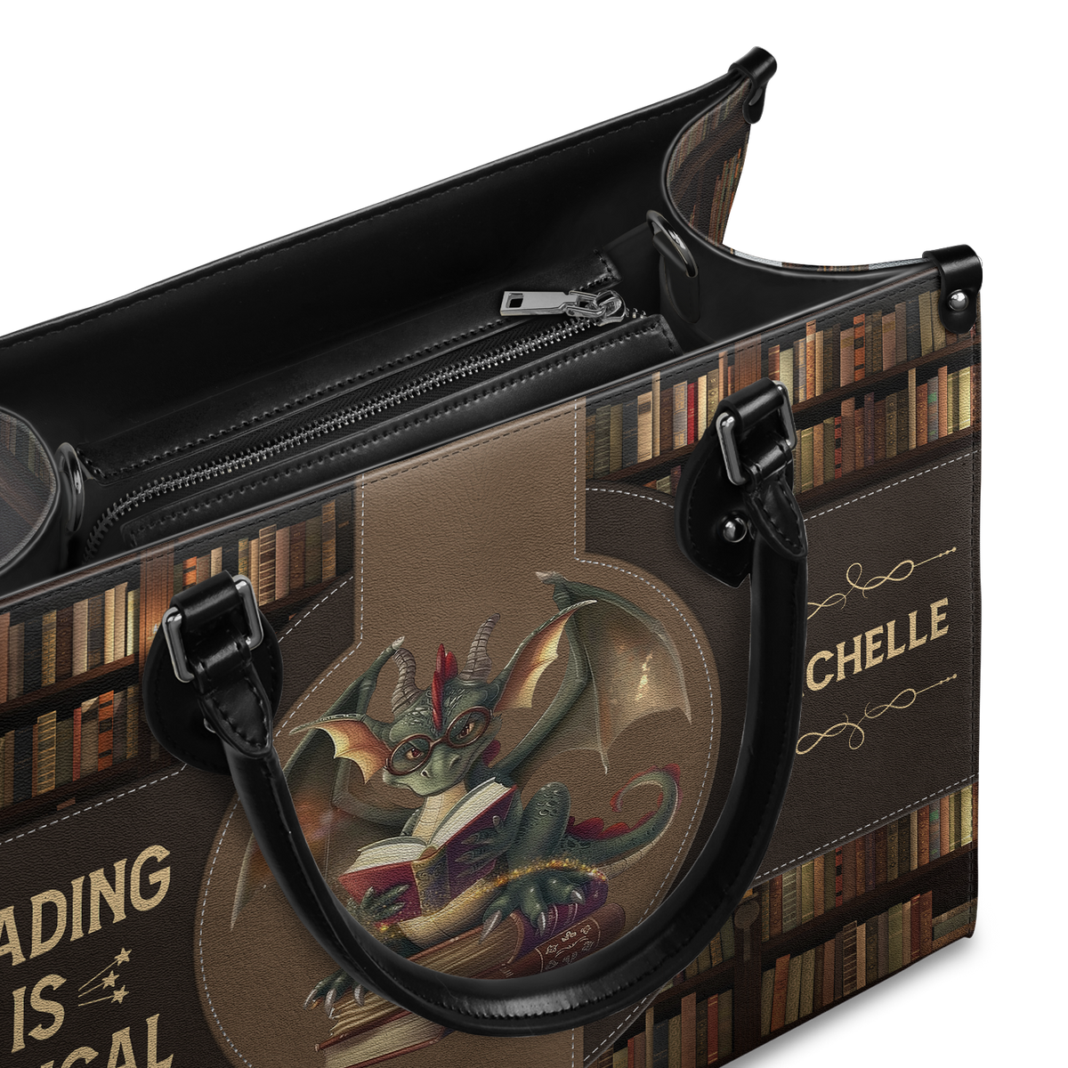 Black Interior -  Reading Is Magical HTRZ02046467RY Leather Bag