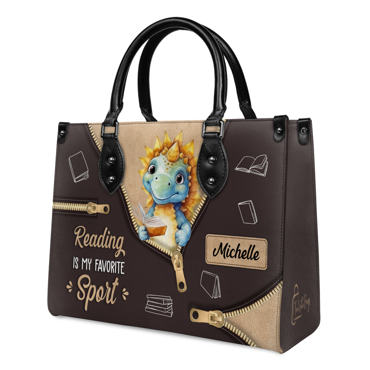 Black Interior -  Reading Is My Favorite Sport HHRZ03080525NW Leather Bag