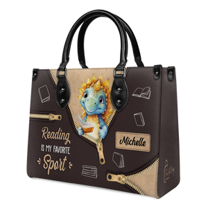 Black Interior -  Reading Is My Favorite Sport HHRZ03080525NW Leather Bag