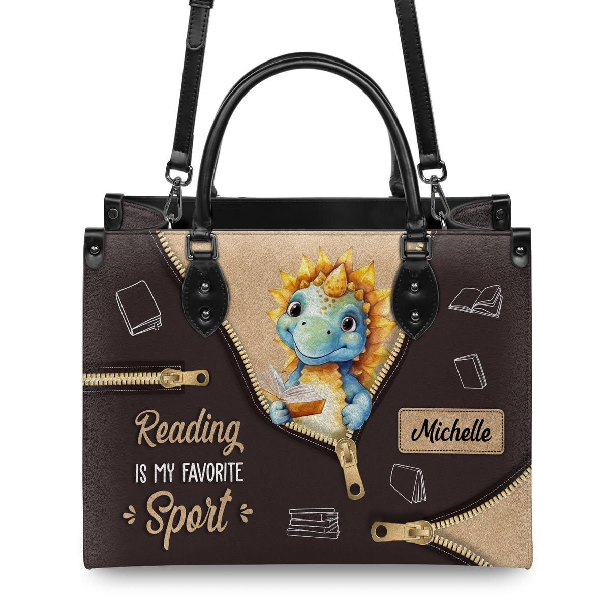 Black Interior -  Reading Is My Favorite Sport HHRZ03080525NW Leather Bag