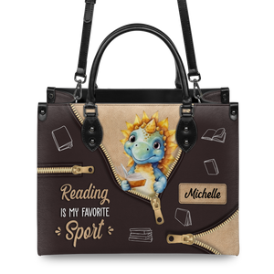 Black Interior -  Reading Is My Favorite Sport HHRZ03080525NW Leather Bag