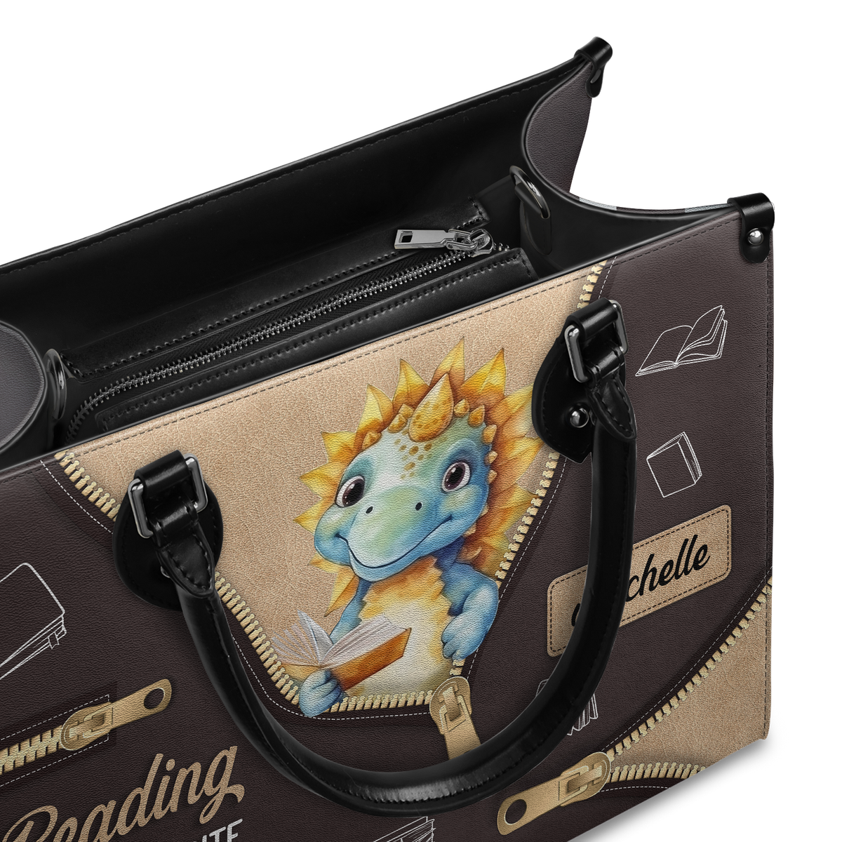 Black Interior -  Reading Is My Favorite Sport HHRZ03080525NW Leather Bag