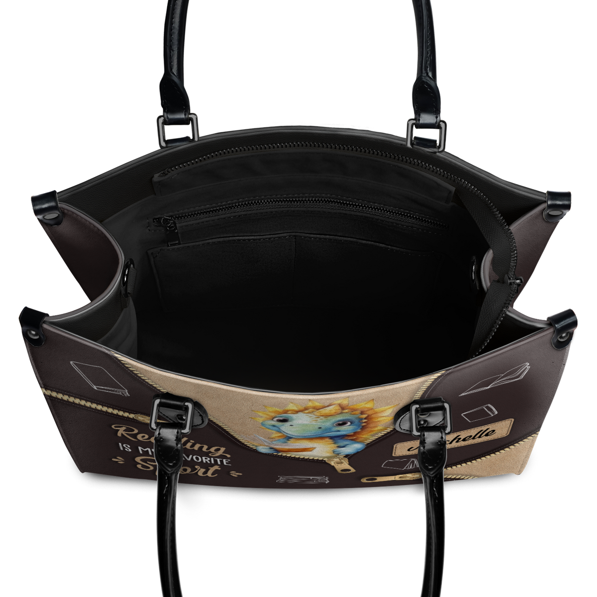 Black Interior -  Reading Is My Favorite Sport HHRZ03080525NW Leather Bag