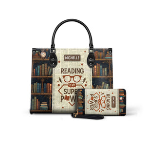 Black Interior -  Reading Is My Superpower HTRZ20112276FL Leather Bag