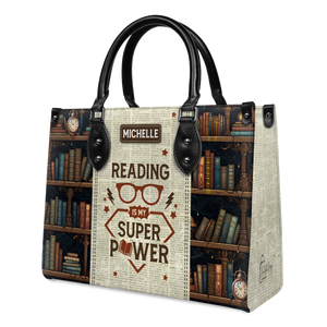 Black Interior -  Reading Is My Superpower HTRZ20112276FL Leather Bag