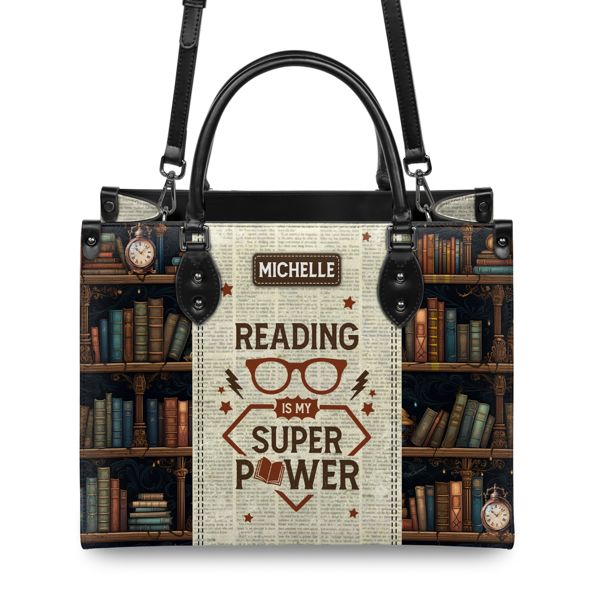 Black Interior -  Reading Is My Superpower HTRZ20112276FL Leather Bag